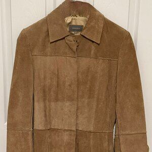 Women's Tan 100% suede leather vintage duster jacket - size S